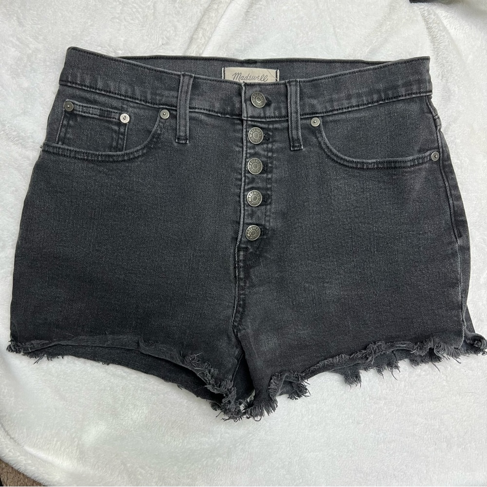 MADEWELL Women's Black Button Fly Denim shorts